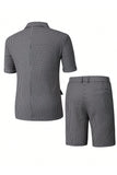 Noir à 2 pièces à carreaux Revers cranté Short Costumes pour hommes