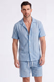 Ensemble d’estivale tricot 2 pièces pour hommes Chemise et short cubains à manches courtes décontractées