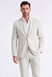 Veste pour hommes en lin beige à revers cranté