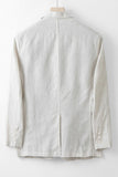 Veste pour hommes en lin beige à revers cranté