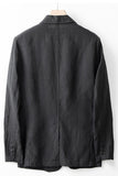 Veste pour hommes en lin beige à revers cranté