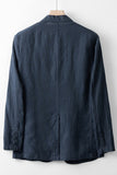 Veste pour hommes en lin beige à revers cranté