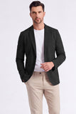 Blazer noir à revers cranté pour hommes