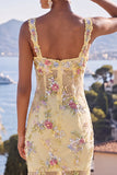Robe maxi florale sirène à longues bretelles épaisses vertes