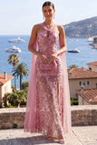 Robe Maxi Busty Rose Sirène Bustier perlée avec fente