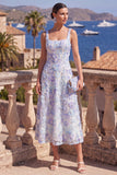 Robe midi midi verte à col carré à perles avec dentelle dans le dos