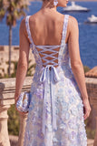 Robe midi midi verte à col carré à perles avec dentelle dans le dos