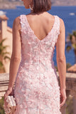 Robe midi fleurie midi bleue en V ligne A avec perles