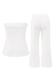 Costumes féminins blancs 2 pièces, sans bretelles à double poitrine, ajustés