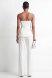 Costumes féminins blancs 2 pièces, sans bretelles à double poitrine, ajustés