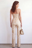 Costumes fleuraux Jacquard à poitrine simple en deux pièces Golden Sweetheart