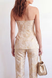 Costumes fleuraux Jacquard à poitrine simple en deux pièces Golden Sweetheart