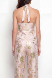 Fleurs vertes, costumes Jacquard à poitrine simple à col nu en deux pièces