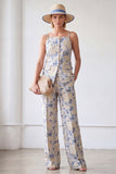 Costumes Jacquard Jacquard à poitrine simple en deux pièces en fleur bleue