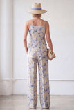 Costumes Jacquard Jacquard à poitrine simple en deux pièces en fleur bleue