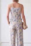 Costumes Jacquard Jacquard à poitrine simple en deux pièces en fleur bleue