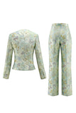 Fleurs jaunes en costumes Jacquard à poitrine simple à col rond en deux pièces