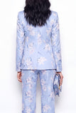Costumes féminins ajustés à 2 pièces à revers à encoche Jacquard un bouton, ajusté slim