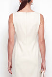 Robe de travail midi bodycon bodycon en ivoire avec col bateau et fente