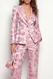 Costumes féminins à un bouton en fûre rose fuchsia en deux pièces