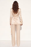 Satin Champagne Peak Suit Femme en 2 pièces