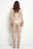 Costumes féminins d’or 2 pièces Jacquard Peak Peak, un bouton, ajustés slim pour femmes