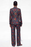 Costumes Jacquard Jacquard noirs deux pièces à un bouton, floraux