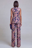 Costumes féminins à col en V rose marine rose marine avec ceinture