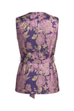 Costumes féminins à col en V rose marine rose marine avec ceinture