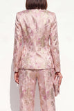 Blush Floral Peak Lapel Suit 2 pièces double boutonnage féminin avec poches