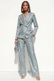 Blush Floral Peak Lapel Suit 2 pièces double boutonnage féminin avec poches