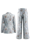 Blush Floral Peak Lapel Suit 2 pièces double boutonnage féminin avec poches