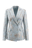 Blush Floral Peak Lapel Suit 2 pièces double boutonnage féminin avec poches