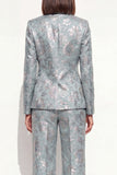 Blush Floral Peak Lapel Suit 2 pièces double boutonnage féminin avec poches