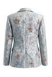 Blush Floral Peak Lapel Suit 2 pièces double boutonnage féminin avec poches