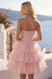 Corset fleuri sans buses en tulle A-Line Corset floral à étages Robe de rentrée à étages