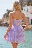 Corset fleuri sans buses en tulle A-Line Corset floral à étages Robe de rentrée à étages