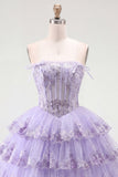 Corset fleuri sans buses en tulle A-Line Corset floral à étages Robe de rentrée à étages