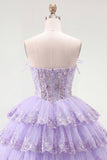 Corset fleuri sans buses en tulle A-Line Corset floral à étages Robe de rentrée à étages