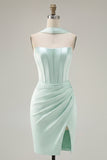 Robe de rentrée de rentrée Bodycon Bodycon menthe avec fente