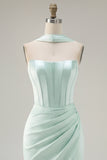 Robe de rentrée de rentrée Bodycon Bodycon menthe avec fente