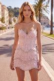 Robe de rentrée Sweetheart Pink Bodycon avec perles