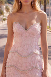 Robe de rentrée Sweetheart Pink Bodycon avec perles