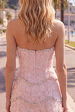 Robe de rentrée Sweetheart Pink Bodycon avec perles