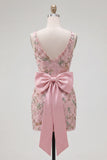 Robe rose bodycon bodycon fleur de rentrée avec fente