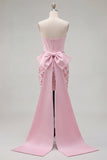 Corset rose bodycon fleuri bustier sans bretelles avec nœud d’accueil