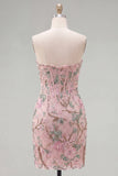Robe de Homecoming à fleurs Bodycon Bodycon Sweetheart Flower Corset avec perles