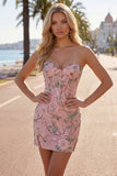 Robe de Homecoming à fleurs Bodycon Bodycon Sweetheart Flower Corset avec perles