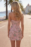 Robe de Homecoming à fleurs Bodycon Bodycon Sweetheart Flower Corset avec perles
