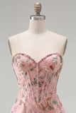 Robe de Homecoming à fleurs Bodycon Bodycon Sweetheart Flower Corset avec perles